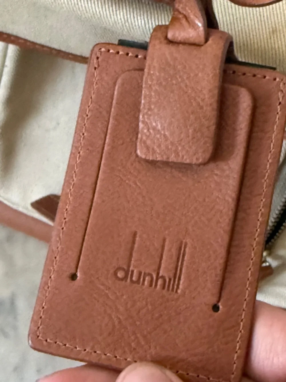 Dunhill Canvas & Leather Messenger Bag Khaki Tan Briefcase Travel Satchel